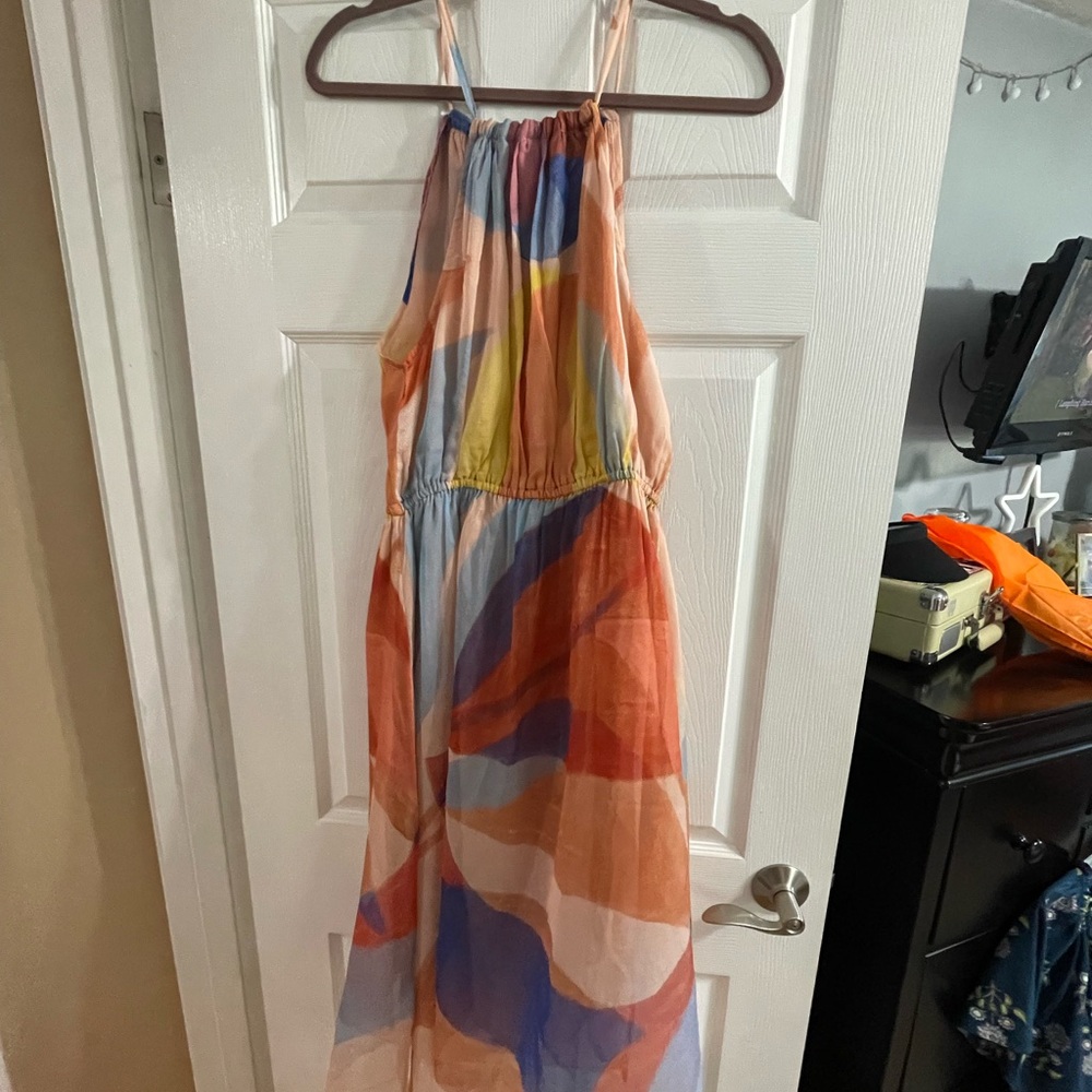 World Market Peach and Blue Dress
